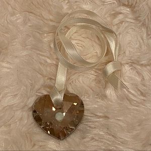 Heart Crystal Necklace with Ribbon Tie